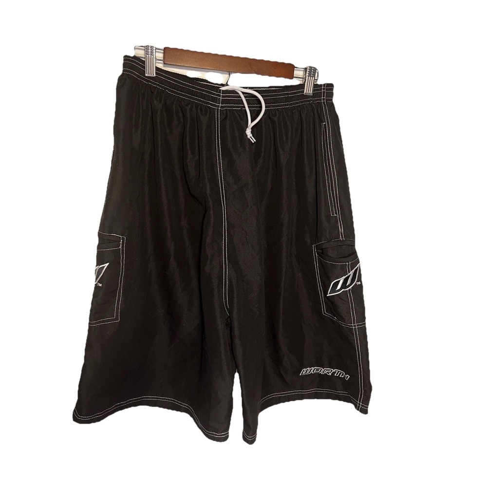 Worth XXXL Youth BoardShorts Black White Outline Logo‎ Cargo Wideleg Beach